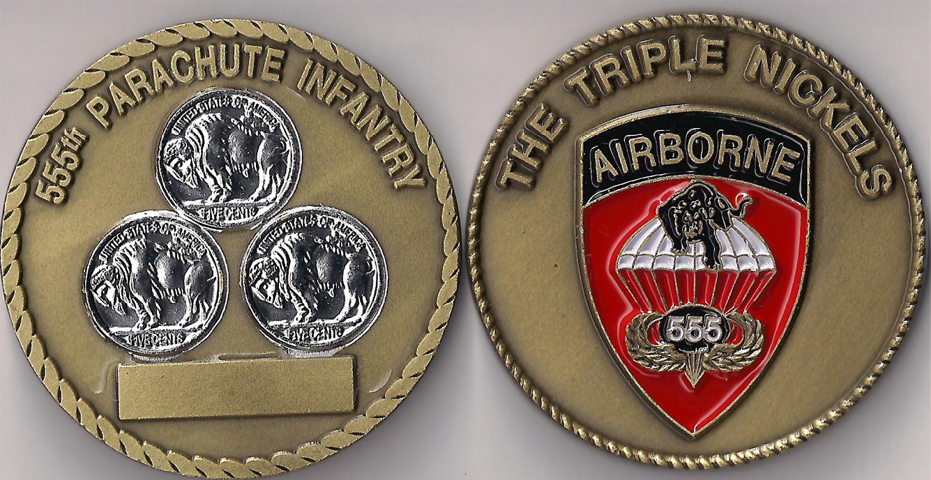 555th Parachute Infantry Triple Nickles Challenge Coin North Bay Listings