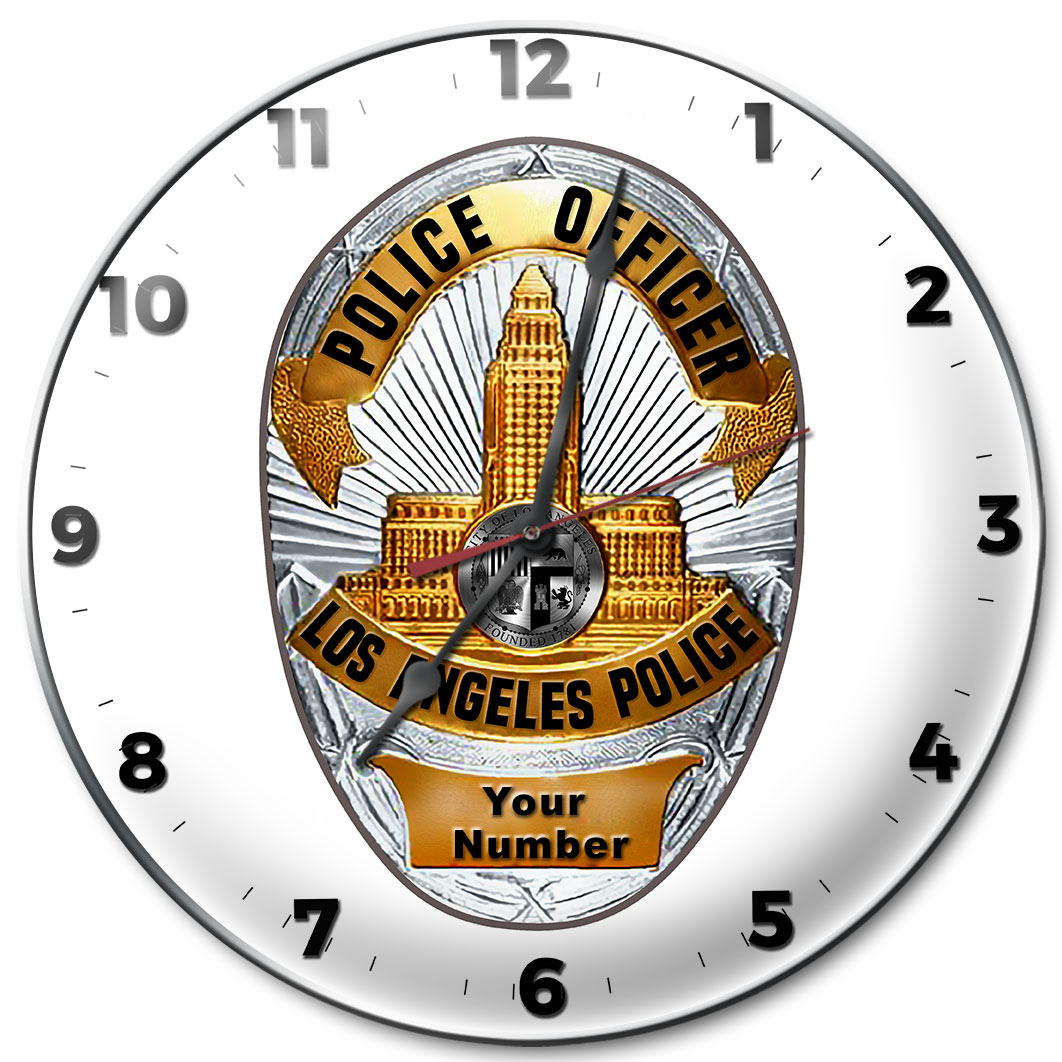 Los Angeles Police (Officer) Department Clock. (with your badge number