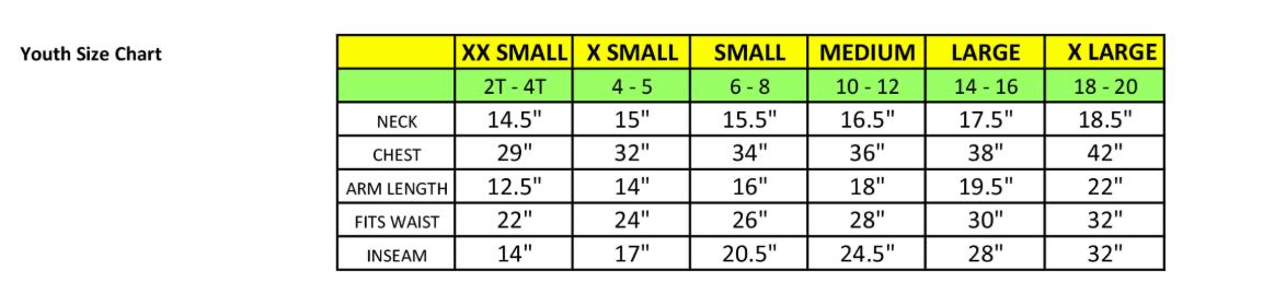air force size chart