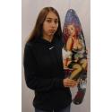 Pin Up Surfboard Redhead   All Metal Sign with Shark Bite