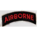 Airborne Tab Patch  Red on Black Merrow Cut