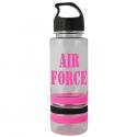 Air Force Letters Only Pink Imprint on 24 oz Striped with Silicone Bracelets Cle