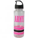 Army Letters Only Pink Imprint on 24 oz Striped with Silicone Bracelets Clear Wa