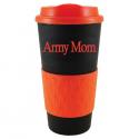 Army Mom Neon Orange Imprint on Black/Neon Orange Bold Grip N Go Mug