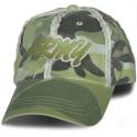 ARMY Curvy Letters Direct Embroidered Washed and Frayed Olive Camo Ball Cap