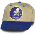 SEABEES WITH Bee Logo Patch Khaki with Royal Blue Bill Ball Cap