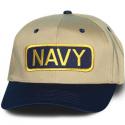 Navy Letter Bar Khaki with Navy Blue Bill Ball Cap
