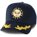 US Navy Crest, Eggs on Bill, Direct Embroidered Blue Ball Cap