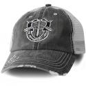 Special Forces Crest Direct Embroidered Distressed Black Mesh Cap Green Beret   