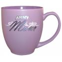 Army Mom Scroll Design Silver Foiled Purple Pastel Bistro Mug