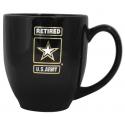 US Army Star Retired Gold Foiled Black Bistro Mug