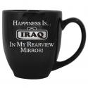 Happiness is Iraq In My Rearview Mirror Silver Foiled Bistro Mug Choice of Black