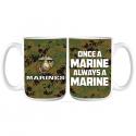 Once a MARINE Always a MARINE Bold Font with Digital Pattern Full Color on White