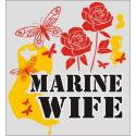 Marine Wife with Butterfly and Rose Logo Decal