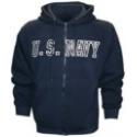 U.S. Navy Embroidered Applique on Blue Fleece Zip Up Hoodie