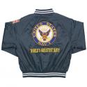 NAVY Direct Embroidered and Patch Satin Jacket
