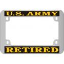US ARMY RETIRED GOLD ON BLACK CHROME LICENSE PLATE FRAME