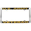 UNITED STATES ARMY VETERAN YELLOW ON BLACK THIN RIM LICENSE PLATE FRAME