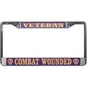 PURPLE HEART COMBAT WOUNDED VETERAN CHROME LICENSE PLATE FRAME