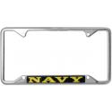 NAVY GOLD ON BLUE SIMPLE CHROME LICENSE PLATE FRAME