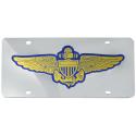  NAVY AVIATOR WING MIRRORED INLAID PLASTIC LICENSE PLATE