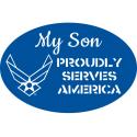 MY SON PROUDLY SERVES AIRFORCE OVAL MAGNET