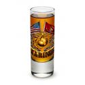 DOUBLE FLAG GOLD MARINE CORPS SHOT GLASS
