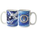 US Air Force Symbol & AF Crest Full Color Sublimation on White 15 oz Mug