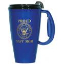 Proud Navy Mom Crest 16 oz Travel Mug with  Lid
