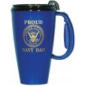 Proud Navy Dad Crest 16 oz Travel Mug with  Lid