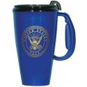 Navy Crest 16 oz Travel Mug with  Lid
