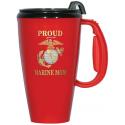 Pround Marine Mom 16 oz Travel Mug with Black Lid
