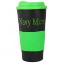 Navy Mom Neon Green Imprint on Black/Neon Green Bold Grip N Go Mug