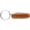 US Army Rosewood Laser Engraved Key Ring Pocket Knife