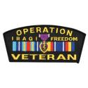 Operation Iraqi Freedom Veteran with Ribbon and Purple Heart Cap Emblem