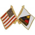 Army USA Flag 1st AD Crossed Flag Lapel Pin