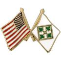 Army USA 4th Infantry Division Crossed Flag Lapel Pin