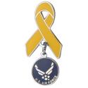 Yellow Ribbon with Air Force Symbol Charm Lapel Pin
