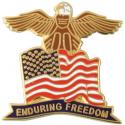 Enduring Freedom with USA Flag and Eagle Lapel Pin 