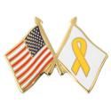 USA Flag Yellow Ribbon Crossed Flag Lapel Pin 