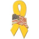 Yellow Ribbon with American Flag Lapel Pin 