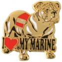 I Heart My Marine with Bulldog Lapel Pin 