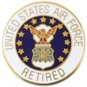 United States Air Force Retired with Crest Round Lapel Pin 
