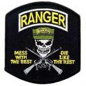 Army Ranger  Mess w/best, die like the rest (Black) Patch