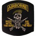 Army Airbore Mess w/best, die like the rest (Black) Patch