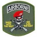 Army Airborne Mess w/best, die like the rest (Green) Patch