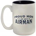 Proud Mom of an Airman with Air Force Symbol on opposite side on 13 oz Boulder M
