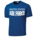 United States Air Force Design Full Front on Performance T-Shirt. Available colo