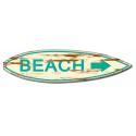 Beach Arrow Aqua Surf Board Wood Print All Metal Sign