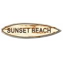 Sunset Beach Surf Board Wood Print All Medal Sign